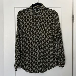 Navy Blouse with gold motif